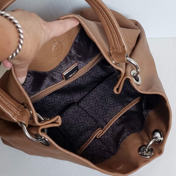 SIMPLY VERA WANG Leather Oversized Bag Huge Snap Hook Minimalist - Picture 8 of 16